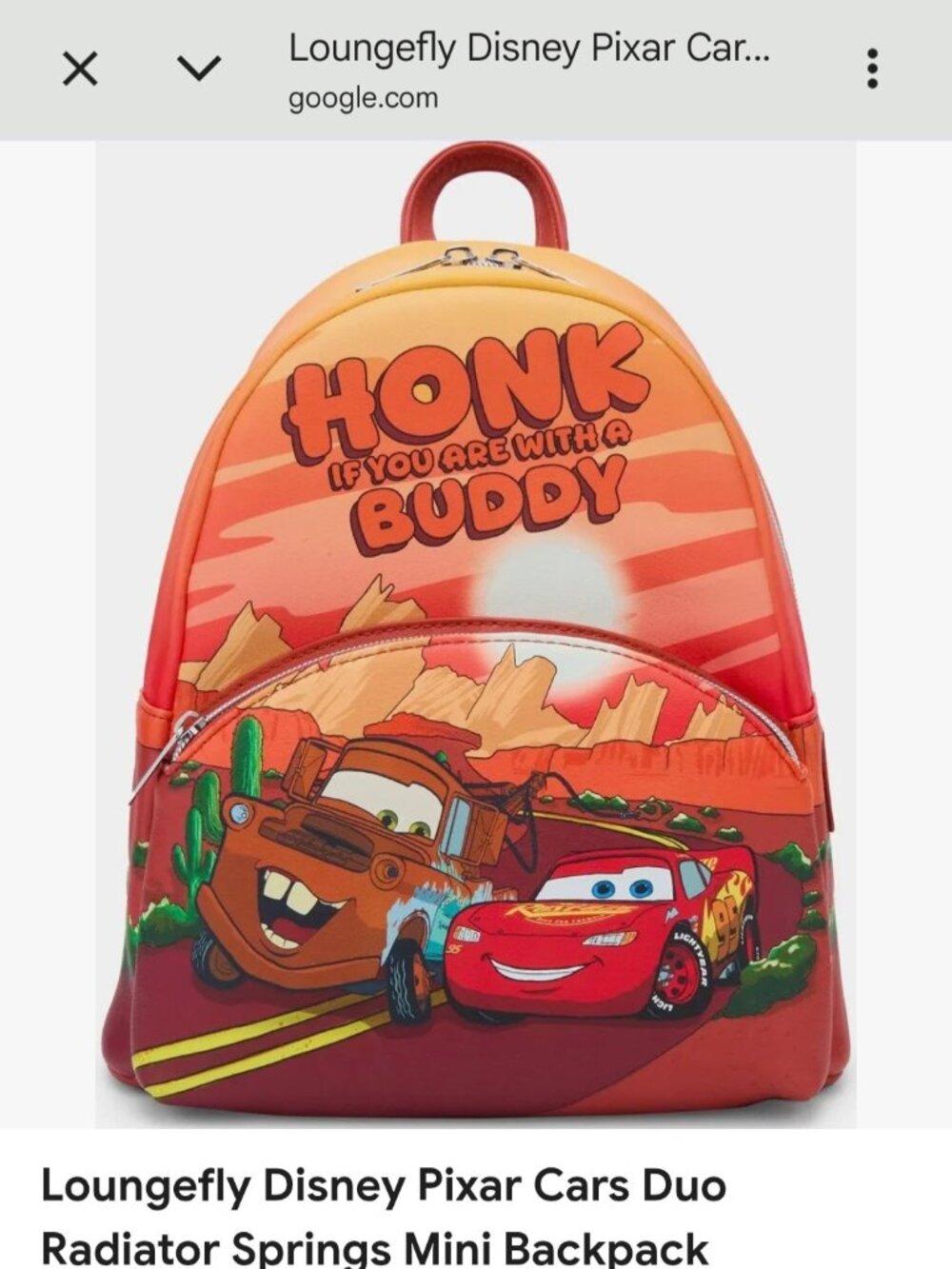 NWT Loungefly Disney Pixar Cars Backpack